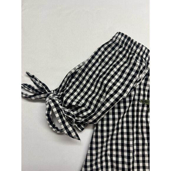 No Comment Womens Top XL Gingham Off The Shoulder Floral Peasant Cottagecore - Picture 6 of 8